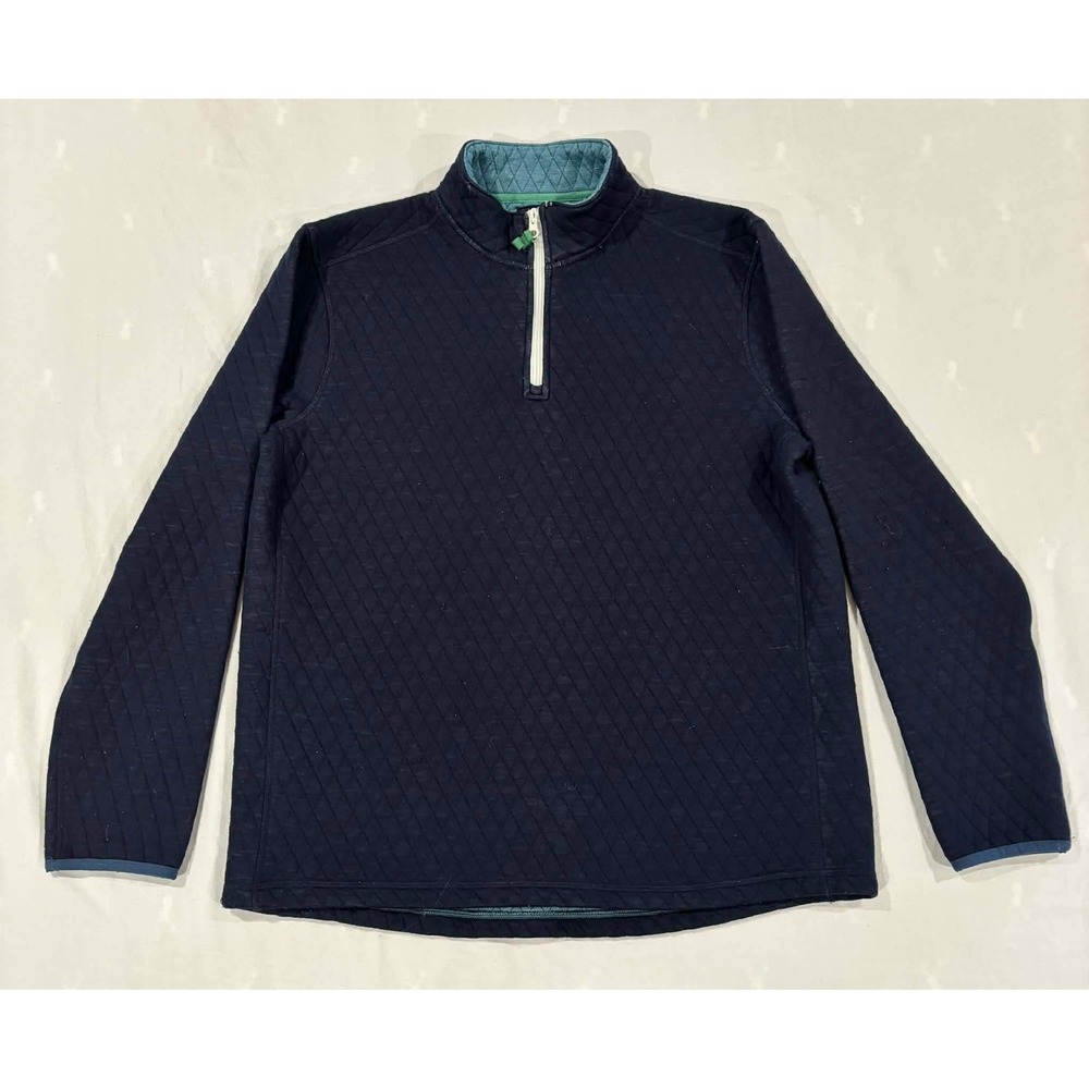 J.Crew Authentic Fleece Mens Large Navy Blue Quilted Quarter Zip Pullover L‎